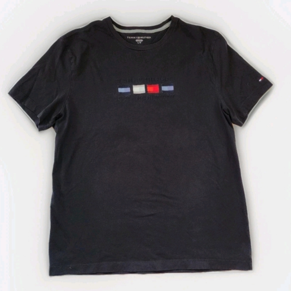 Tommy Hilfiger Crew Neck Logo T-Shirt Black Sz L